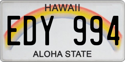 HI license plate EDY994