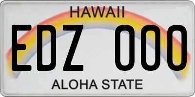 HI license plate EDZ000