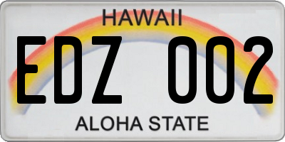 HI license plate EDZ002