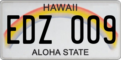 HI license plate EDZ009