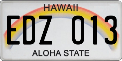 HI license plate EDZ013
