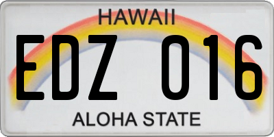 HI license plate EDZ016