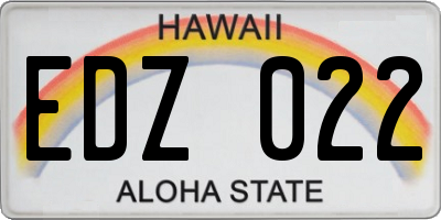 HI license plate EDZ022