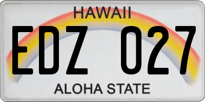 HI license plate EDZ027