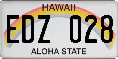 HI license plate EDZ028