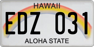 HI license plate EDZ031