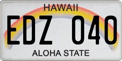 HI license plate EDZ040