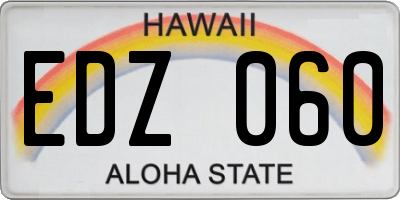 HI license plate EDZ060