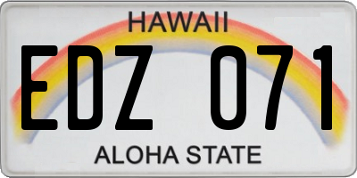 HI license plate EDZ071