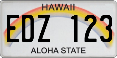 HI license plate EDZ123