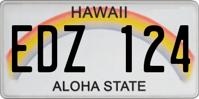 HI license plate EDZ124