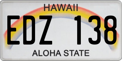 HI license plate EDZ138