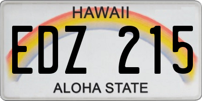 HI license plate EDZ215