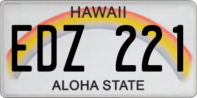 HI license plate EDZ221