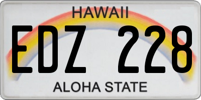 HI license plate EDZ228