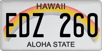 HI license plate EDZ260