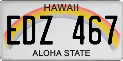 HI license plate EDZ467