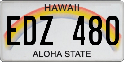 HI license plate EDZ480