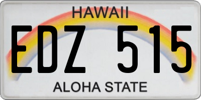 HI license plate EDZ515
