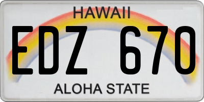 HI license plate EDZ670