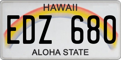 HI license plate EDZ680