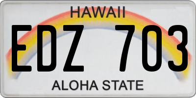 HI license plate EDZ703