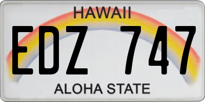 HI license plate EDZ747