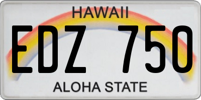 HI license plate EDZ750