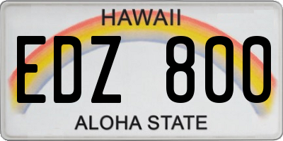 HI license plate EDZ800