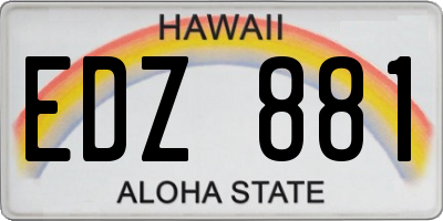 HI license plate EDZ881