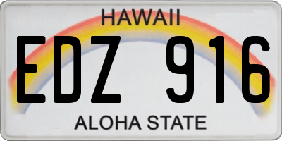 HI license plate EDZ916