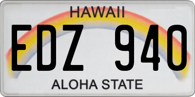 HI license plate EDZ940