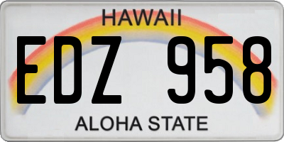 HI license plate EDZ958