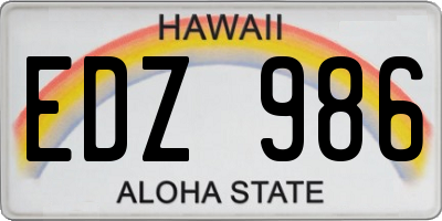 HI license plate EDZ986