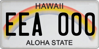 HI license plate EEA000