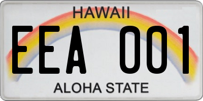HI license plate EEA001