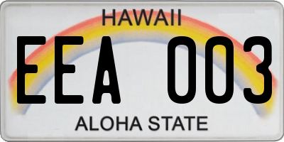 HI license plate EEA003