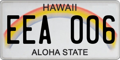 HI license plate EEA006