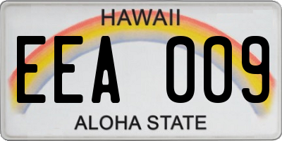 HI license plate EEA009