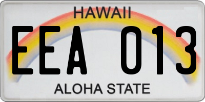 HI license plate EEA013