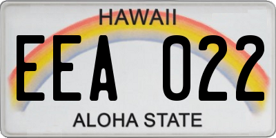 HI license plate EEA022