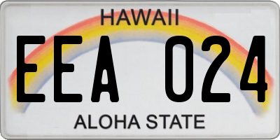 HI license plate EEA024