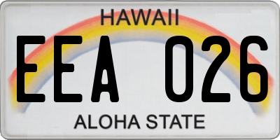 HI license plate EEA026