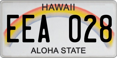 HI license plate EEA028