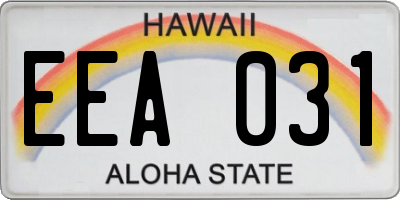 HI license plate EEA031