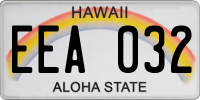 HI license plate EEA032