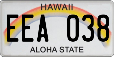 HI license plate EEA038
