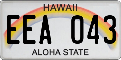 HI license plate EEA043