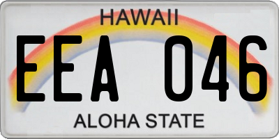 HI license plate EEA046