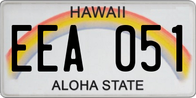 HI license plate EEA051